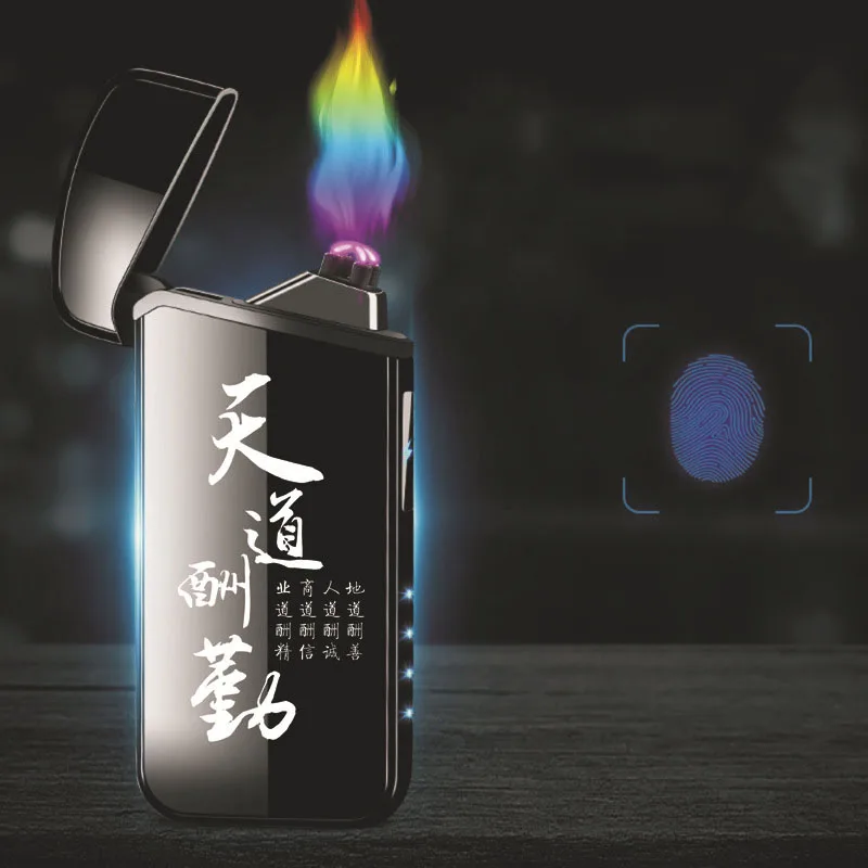 

2019 Touch Induction Double Arc Cigarette Lighter Environmental Protection USB Charging Lighter Ultra-thin Windproof Lighter