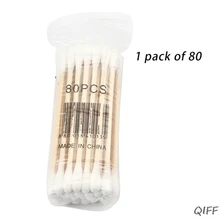 80 шт./упак. безопасности одежда для малышей с двойной головкой ватный тампон одноразовые носа, чистка ушей макияж бутоны наконечник Портативный Инструменты для здоровья