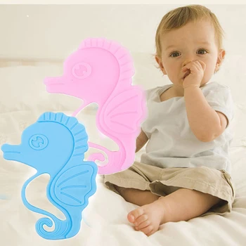 

Cartoon Baby Teether Food Grade Soft Silicone Teething Toys Kids Sea Horse Shaped Chewing Toy Pendant Nursing Necklace Teethers