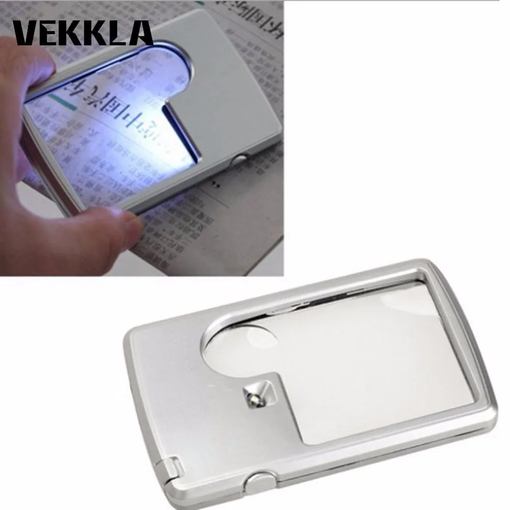 Pocket 3X 6X LED Square Credit Card Magnifier Loupe magnifying