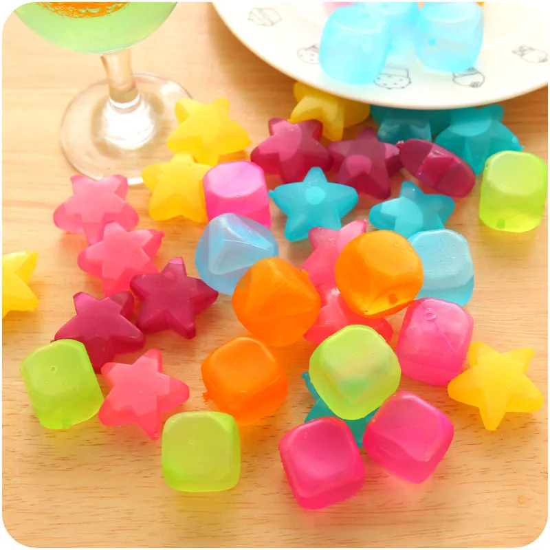 

cheap 6pcs/ lot Square Shaped Ice Cubes Plastic Reusable Multicolour Ice Cube Physical Cooling Tools Party Tool