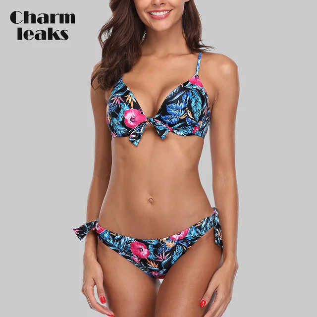 {Excellent|Wonderfull|Very Good|Very Recommended} Charmleaks Women Low Waist Floral Print Bikini Set Tied From Swimsuit Bandage Swimwear Strappy Beachwear Best Offers