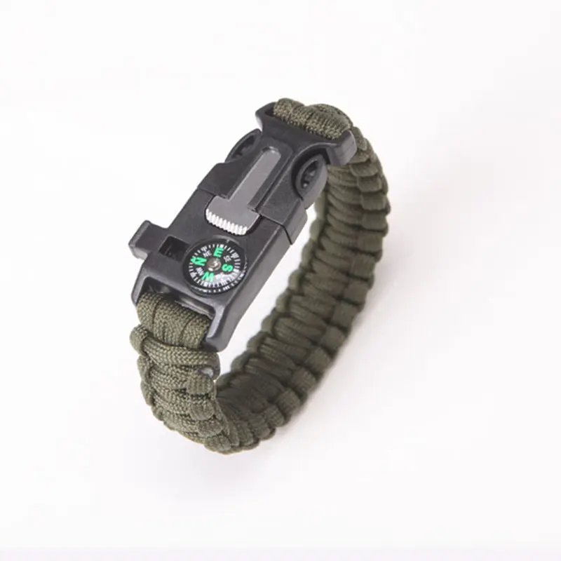 

Multi Functional Emergency Paracord Bracelet Survival Parachute Without Flint Outdoor Scraper Whistle buckle Jewelry Men Women