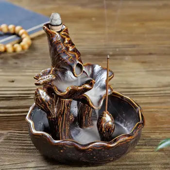 

Ceramic Incense Waterfall Lotus Shape Backflow Incense Burner Meditation Censer Tower Stick Incense Holder Home Drive Mosquitoes