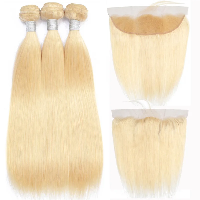 Ably Blonde 613 Bundles With Frontal Brazilian Straight Hair Bundles
