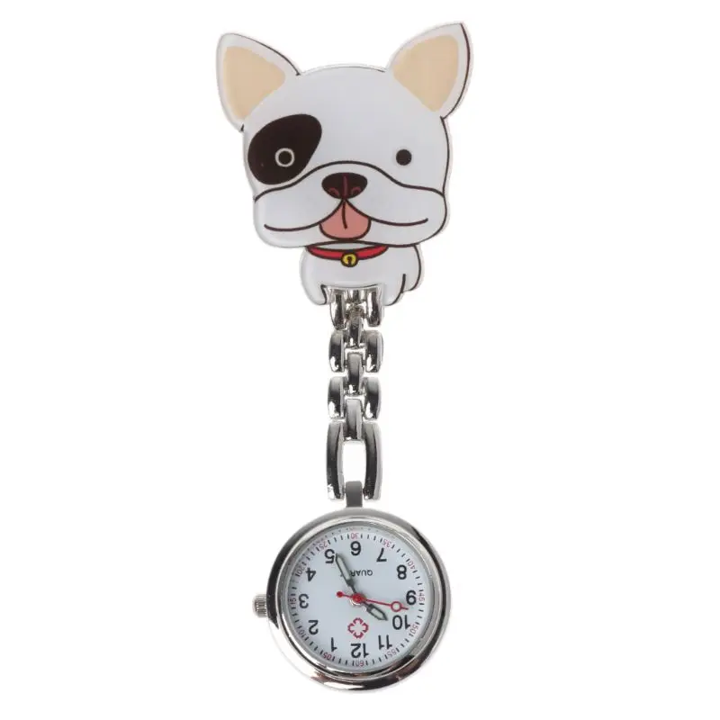 Часы для медсестры кварцевый милый щенок Мультфильм вешалка-зажим медицинские женские часы карманные нагрудные портативные поставки