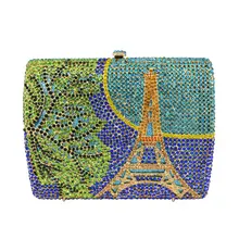 LaiSC Handcrafted inlay kristall abendtasche Eiffelturm muster handtasche Luxus diamant abendtasche kette pochette geldbörse SC76