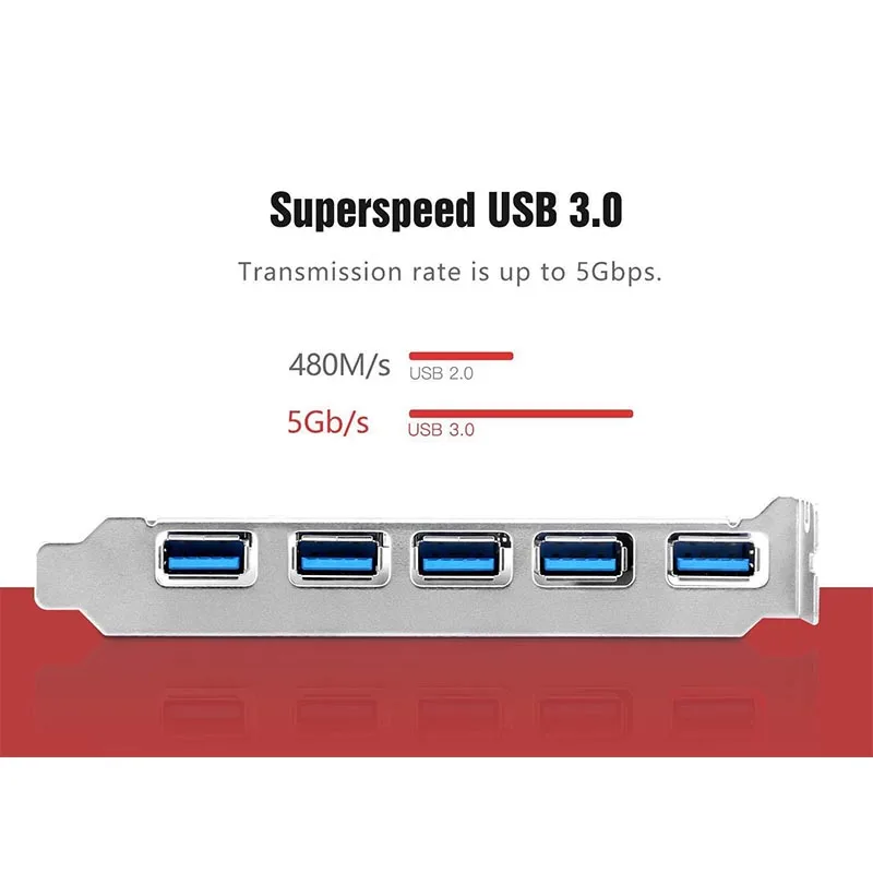 PCI E 7 портовый концентратор расширенной карты USB 3 0 + 2X 15 контактный SATA кабель до 5