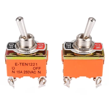 

2pcs Durable Toggle Switch AC 250V 15A Amps On/Off 2 Position DPST 4 Screw Terminals Switches For Switching Lights Motors Mayitr