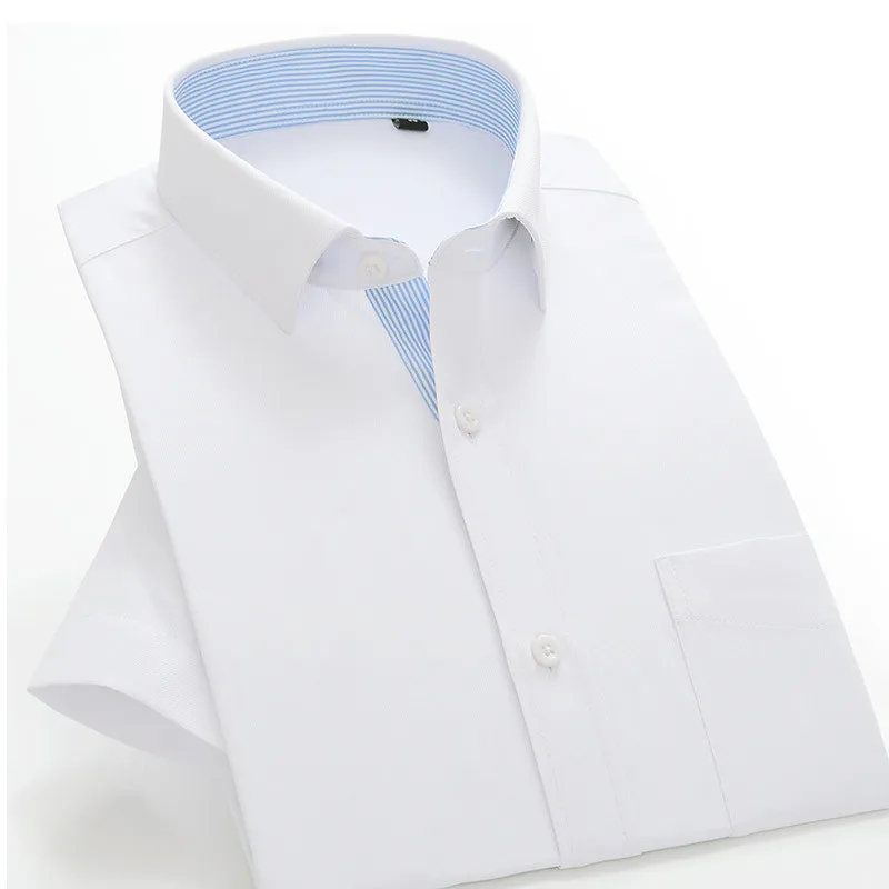 BXW8010 Aoyouku Лето г. Slim Fit короткий рукав карман Для мужчин Стиль Бизнес Рубашки для мальчиков бренд-Костюмы Низкая цена, высокое качество социальной рубашка - Цвет: BXW8010