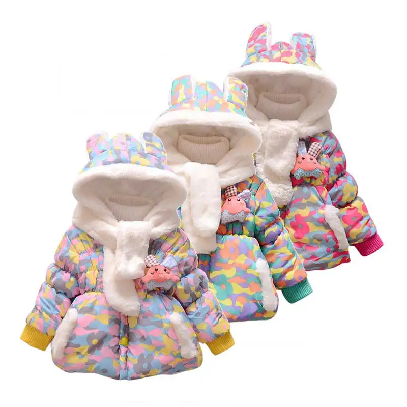 

18M-4T Baby Girls Down Coats Camouflage Style Winter Jacket for Girls Thicken Flannel Kids Clothes 2018 New Outerwear & Coats