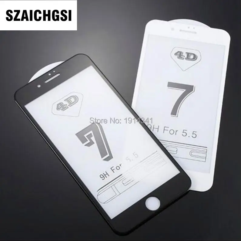 SZAICHGSI 9H 0 26 мм 4D полное покрытие закаленное стекло для iPhone 7 plus изогнутая оправа