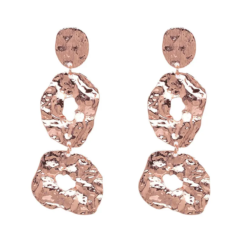 JUJIA za винтажные массивные Серьги Геометрические золотые металлические ювелирные изделия для женщин Висячие висячие серьги - Окраска металла: Pink