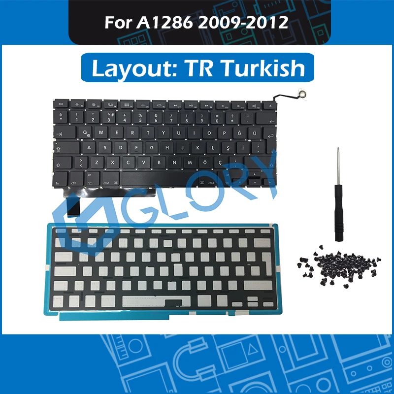 Новая клавиатура для ноутбука TR Turkish A1286 Macbook Pro 15 &quotA1286 сменная с винтами