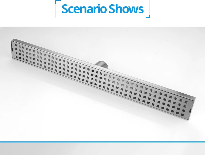 hm Anti-odor Bathtub Shower Drainer Strainer 60cm 304 Stainless Steel Gravity Flushing Deodorization Type Square Floor Drain (21)