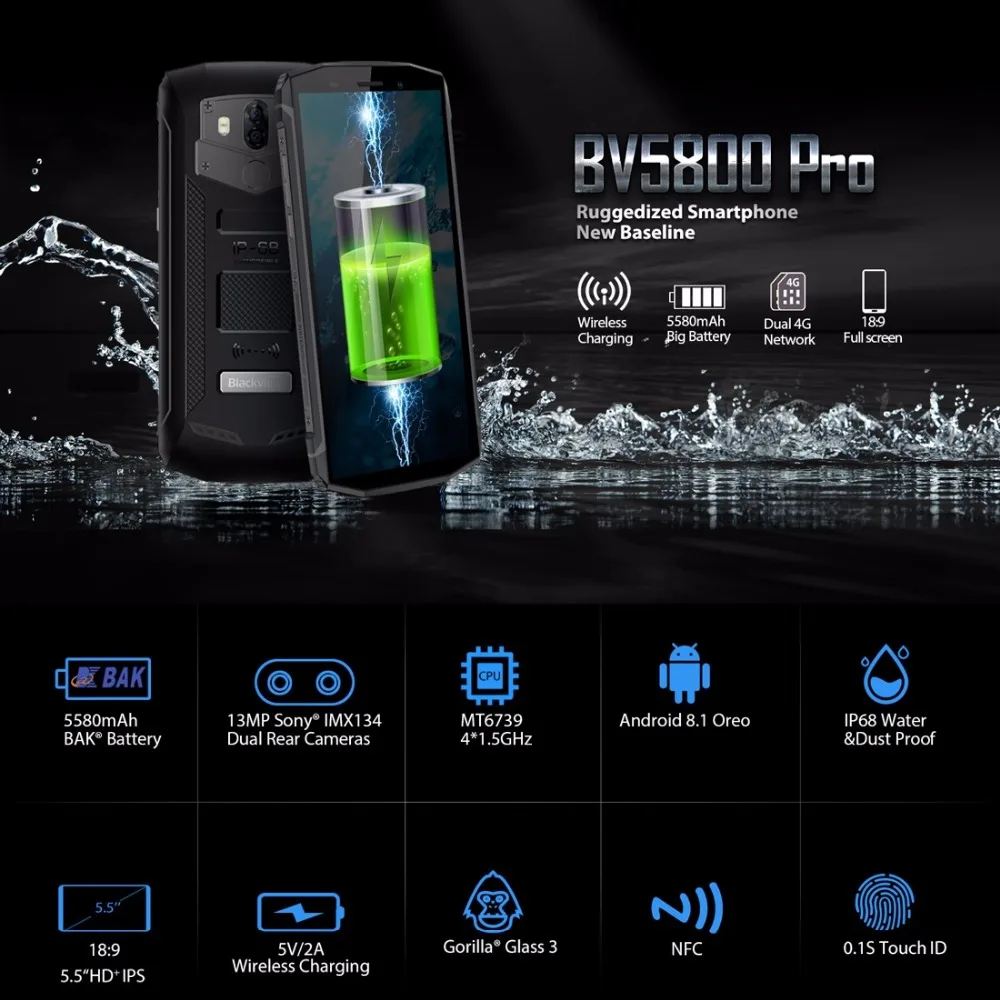 Blackview BV5800 برو الهاتف الذكي IP68 للماء 5.5 \