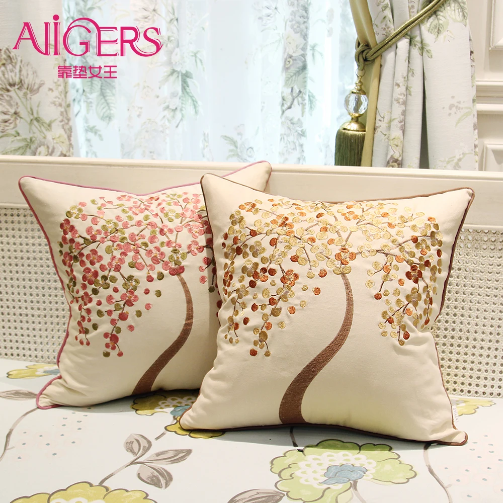 

Avigers Cotton Linen Decorative Pillows Life Tree Leaves Butterfly Embroidered Cushion Covers Pillow Cases 45 x 45cm 50cm x 50cm