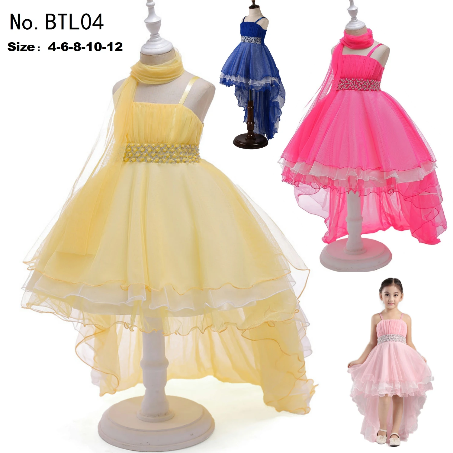 Коллекция года, Новое поступление, Детские торжественные платья для девочек возрастом от 10 до 12 лет, Детские вечерние платья, желтое платье с цветочным узором и шлейфом для девочек