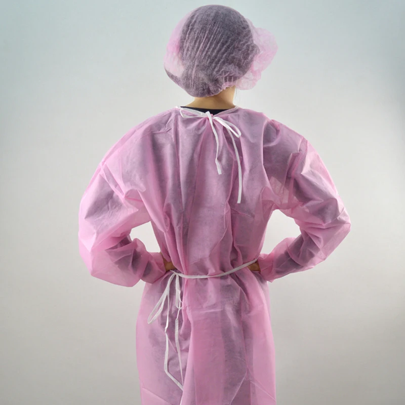 10 шт Розовый одноразовый хирургический халат тонкий и светильник Пылезащитная одежда комбинезоны одноразовые фартуки медицинская одежда для стерильных помещений