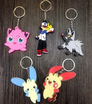 

New 20 pcs Cartoon anime Pika chu PVC Double Sided Keychain Mini Figure Pendants Charms Collection Toy Key Ring 6-8cm C-22