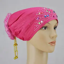 Большой цветок хиджабы для женщин мусульманская женская шляпа индийская Кепка мусульманский тюрбан шапки бини шляпа аксессуары для волос