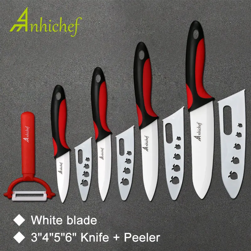 

Kitchen Knife Ceramic Knife Cooking set 3" 4" 5" 6" inch + peeler White Blade Paring Fruit Vege Chef Knife Kitchen Tools