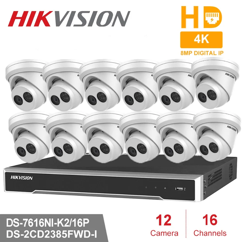 

Hik 8MP DS-2CD2385FWD-I &16CH DS-7616NI-K2/16P POE NVR Kit CCTV Security System Dome IP Camera IR Night Vision Surveillance Set