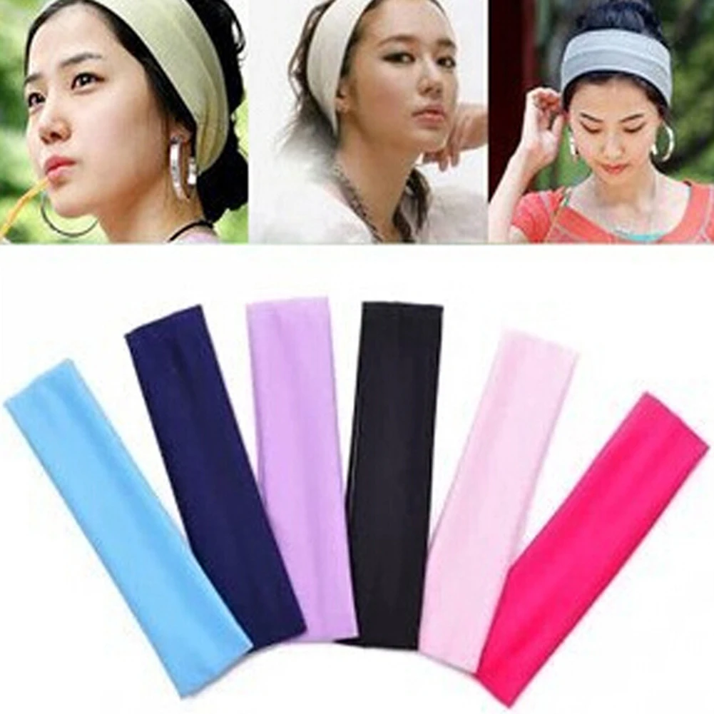 1PC Absorbing Sweat Headband Candy Color White Pink Blue Red Hairband Pure Cotton Simple Elastic Headbands Turban Headwear black head scarf Hair Accessories