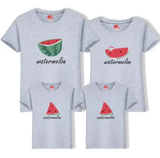 Новая Одинаковая одежда для семьи летняя футболка с короткими рукавами Топ, семейная одежда хлопковая футболка для мамы, папы, сына и дочки арбуз
