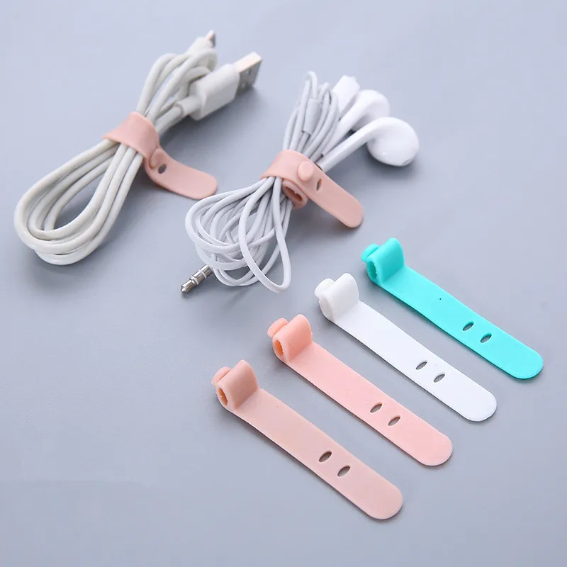 

4PCS/lot Creative Headphone Data Cable Silicone Band Straps Reusable Cable Ties Power Wire Management Home Storage