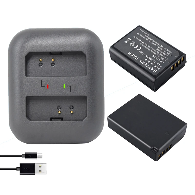 

2x Lp-E10 Lp E10 Lpe10 Camera Batteries +Led Usb Dual Charger For Canon Eos 1100D 1200D 1300D Kiss X50 X70 X80 Rebel T3 T5 T6