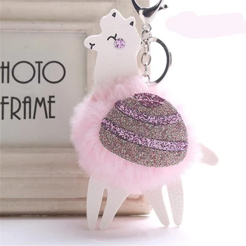 

1PC Women Cute Handbag Pendant Fluffy Rabbit Fur Ball Sequin Alpaca Bag Pendant Pompom Animal Holder Fashion Bag Accessories New