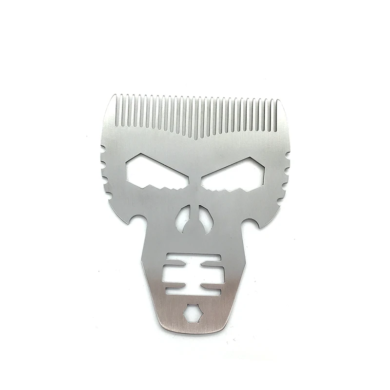 M-33 индивидуальные серебряный череп Нержавеющая сталь Металл борода гребень