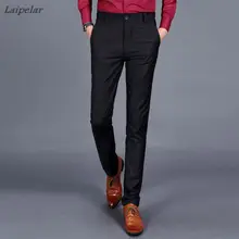 Laipelar мужские тонкие шерстяные зимние теплые однотонные модные деловые формальные брюки/мужские брюки для отдыха