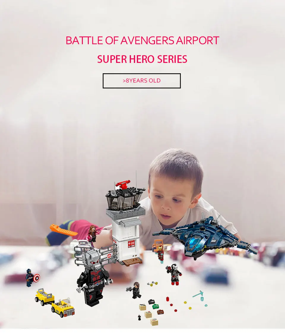 Mailackers 07034 774Pcs Legoing Marvel Series Classic Avengers Super Hero Airport Battle Antman Iron Man Blocks Legoings 76051   1