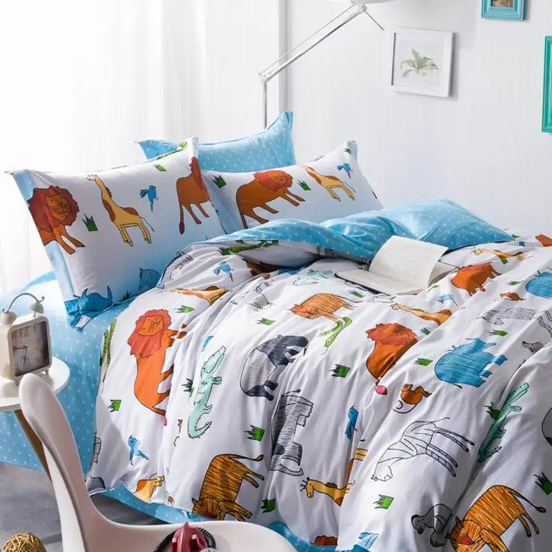 Cotton four set Bedding article Simple printing Animal kingdomin