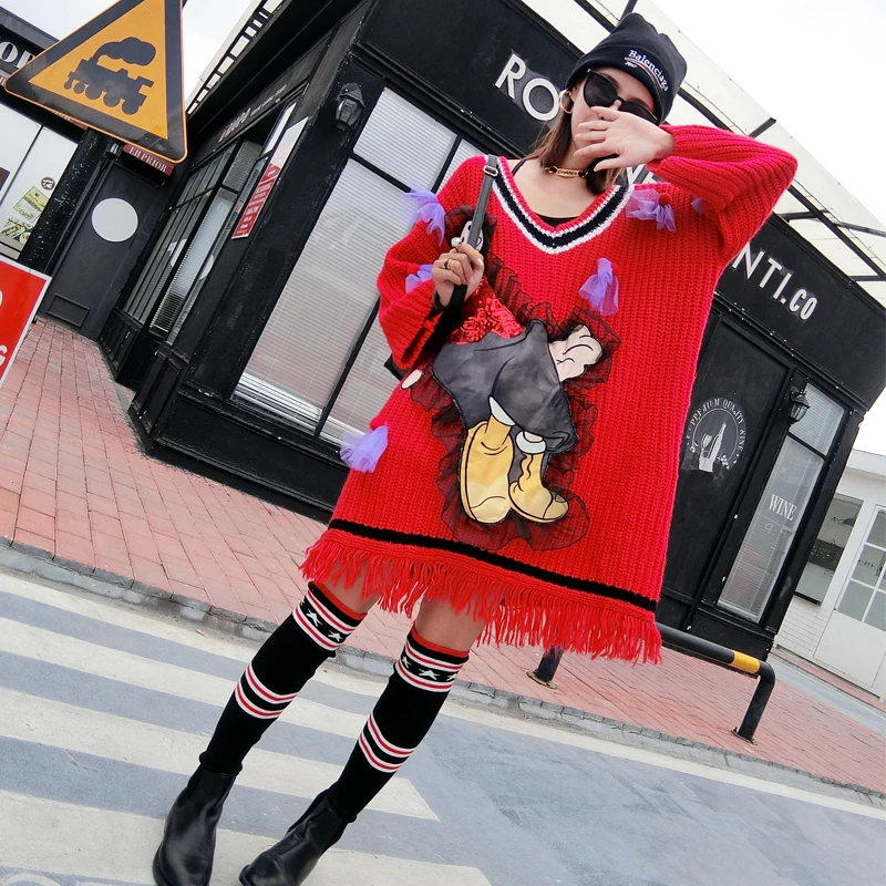 

Women's bottoming sweater female long section Slim 2018 new European station girl gauze European goods long sleeve loose sweater