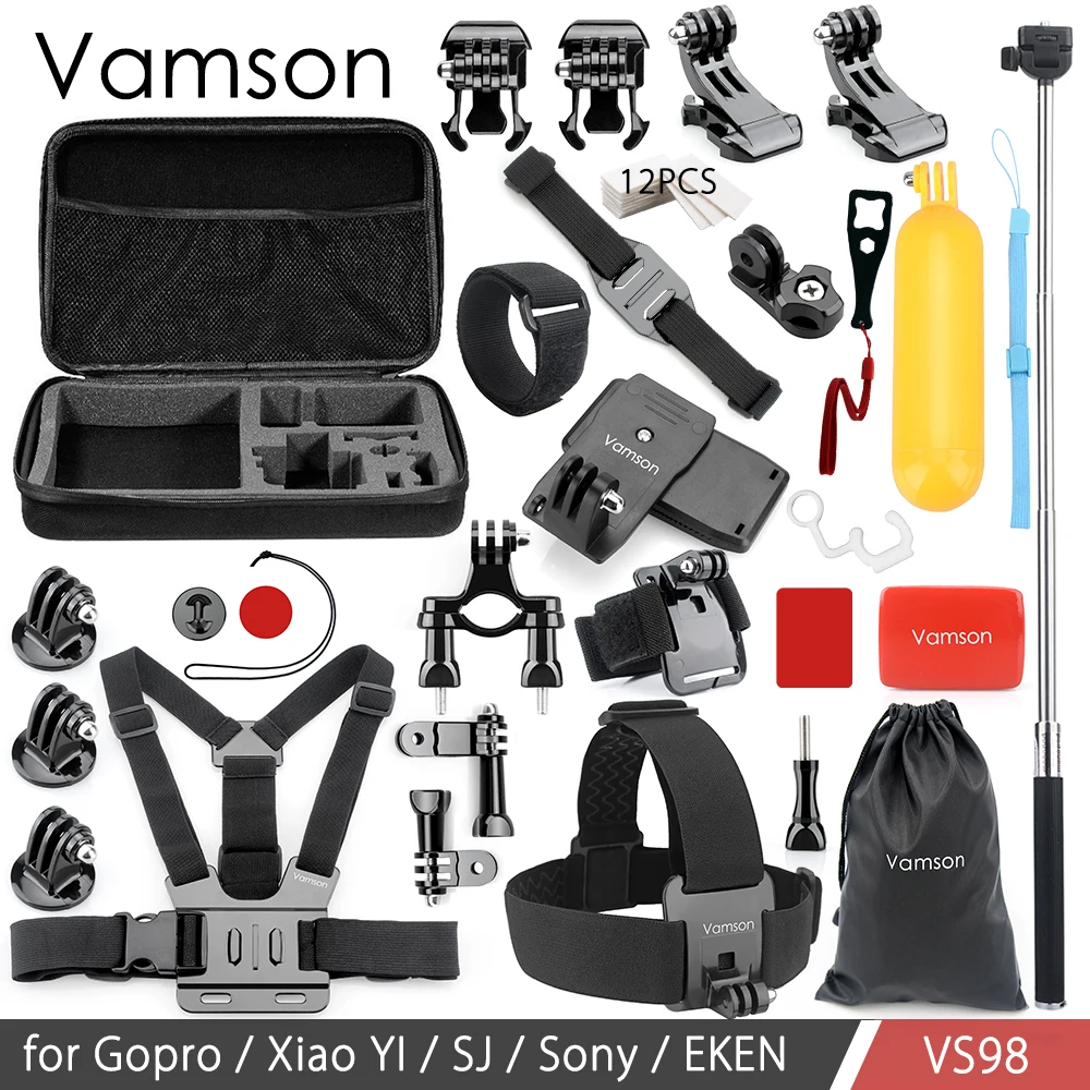 

Vamson For GoPro Hero6 5 4 3+ Accessories Set Floating Bobber Hand Monopod Head Chest Strap Adapter For Go pro for SJ4000