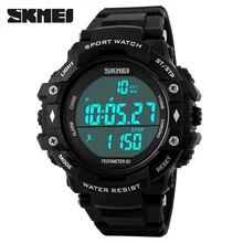 SKMEI Montres Hommes Podomètre LED Numérique Montre de Plongée 50 M Sport En Plein Air Montre Étudiant Noir Horloge relogio masculino Marque De Luxe