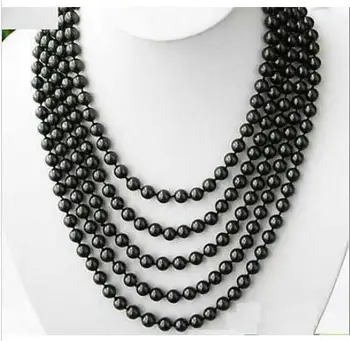 

Beautiful New 100" Tahitian 9-10 black pearl necklace