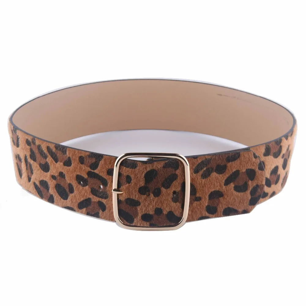 Faux Leather Leopard grain Print 6 cm wide women beltin Women's Belts