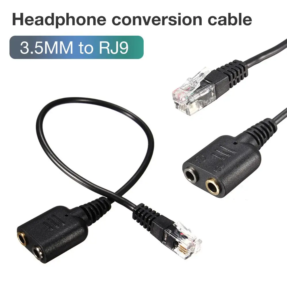 Двойной кабель 3,5 мм для RJ9, компьютерная гарнитура для ПК, наушники для телефона, адаптер, головка, адаптер для наушников, переходник, конвертер, RJ-9