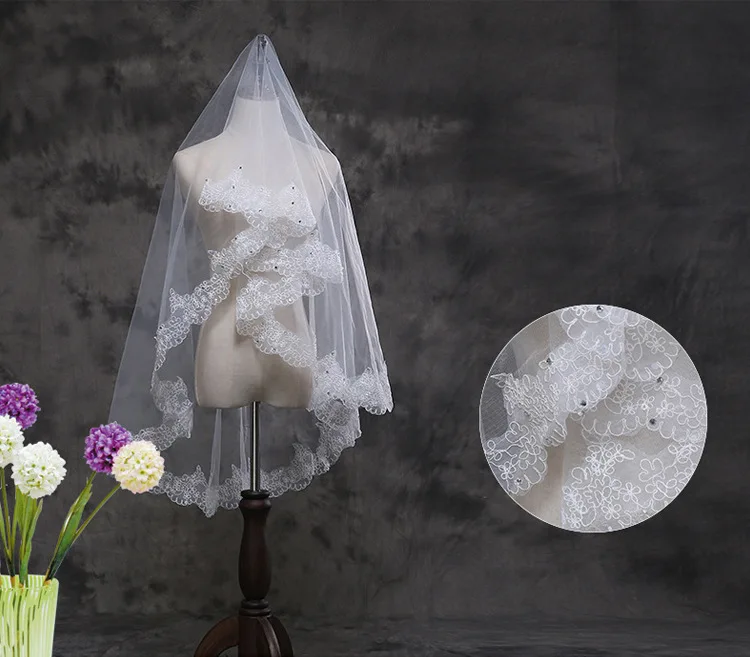 Vintage Lace Layer Bridal Veil Tulle Wedding Veils Romantic Handmade