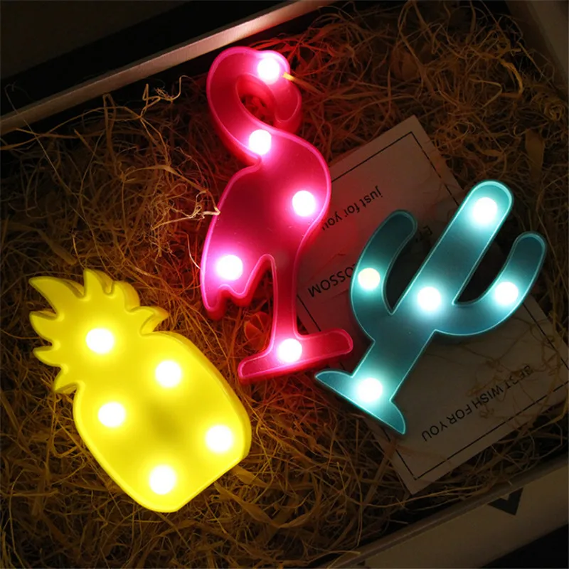 

Party Flamingo Mini Flamingo Pineapple Cactus 3D Lights Flamingos Marquee LED Night Lamp Kid Birtyday Gift Christmas DecorationS