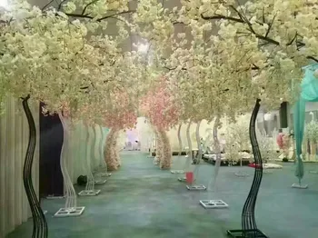 

2018 white cherry tree Wedding Props Road leads Simulation Cherry Flower with metal Arch Frame For Party Centerpieces Decoration