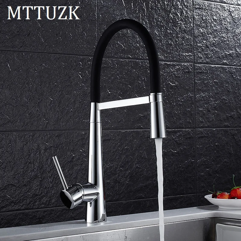 Выдвижной кухонный смеситель MTTUZK черный хромированный кран с двойным