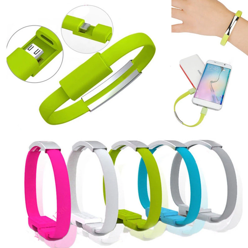 New Black Micro USB To USB Cable Bracelet Charger Data Sync Cord