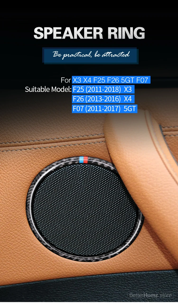 Стайлинг автомобиля аудио углеродного волокна динамик двери громкоговоритель крышка-наклейка для салона для bmw F25 F26 X3 X4 F07 5GT декоративный круг кольцо