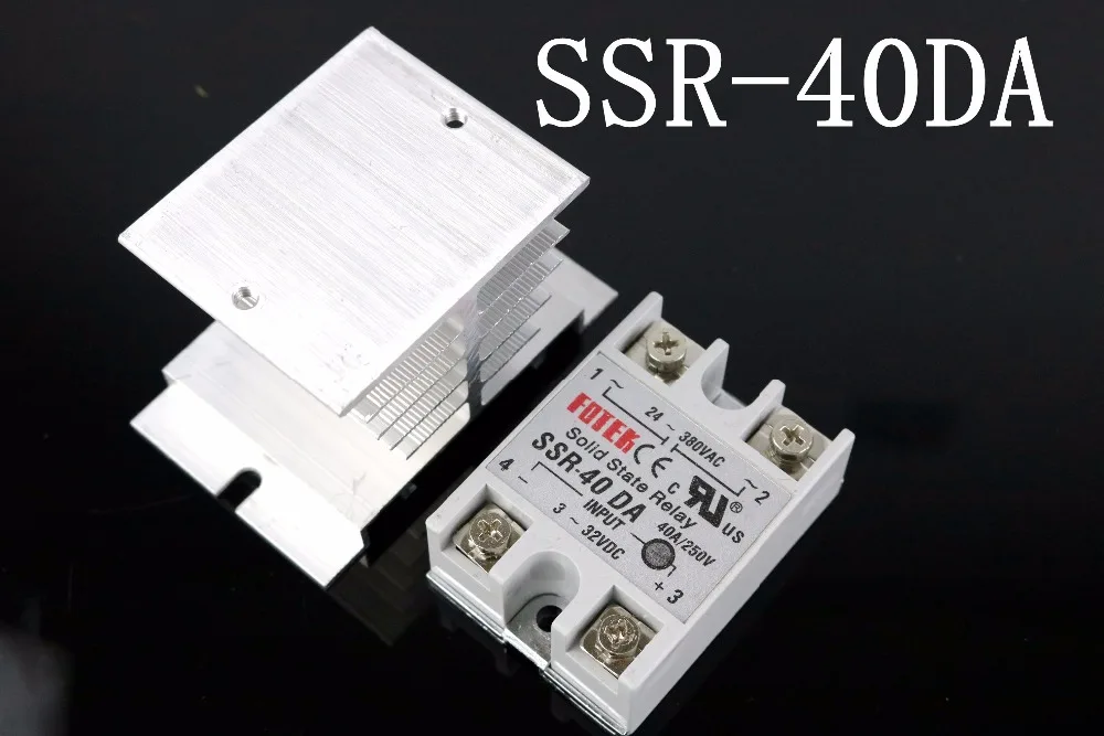 

1 set SSR-40 DA + Radiator Solid State Relais SSR 40A 3-32 V DC/24-380 V AC