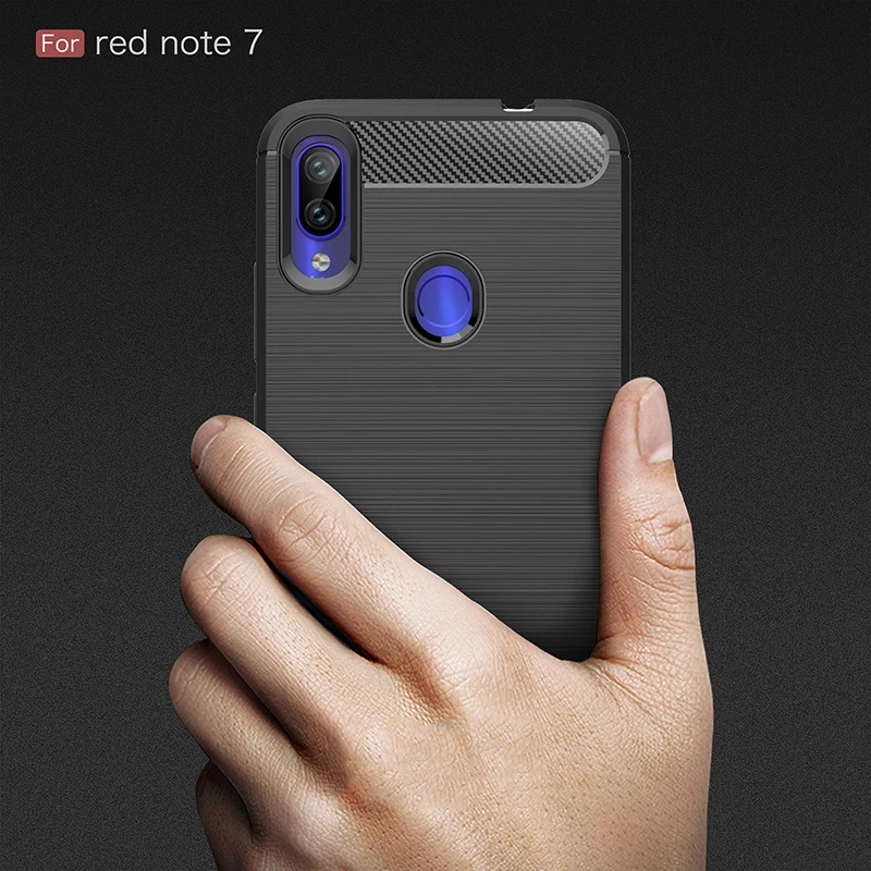 Чехол Redmi 7 мягкий ударостойкий силиконовый чехол TPU из углеродного волокна для